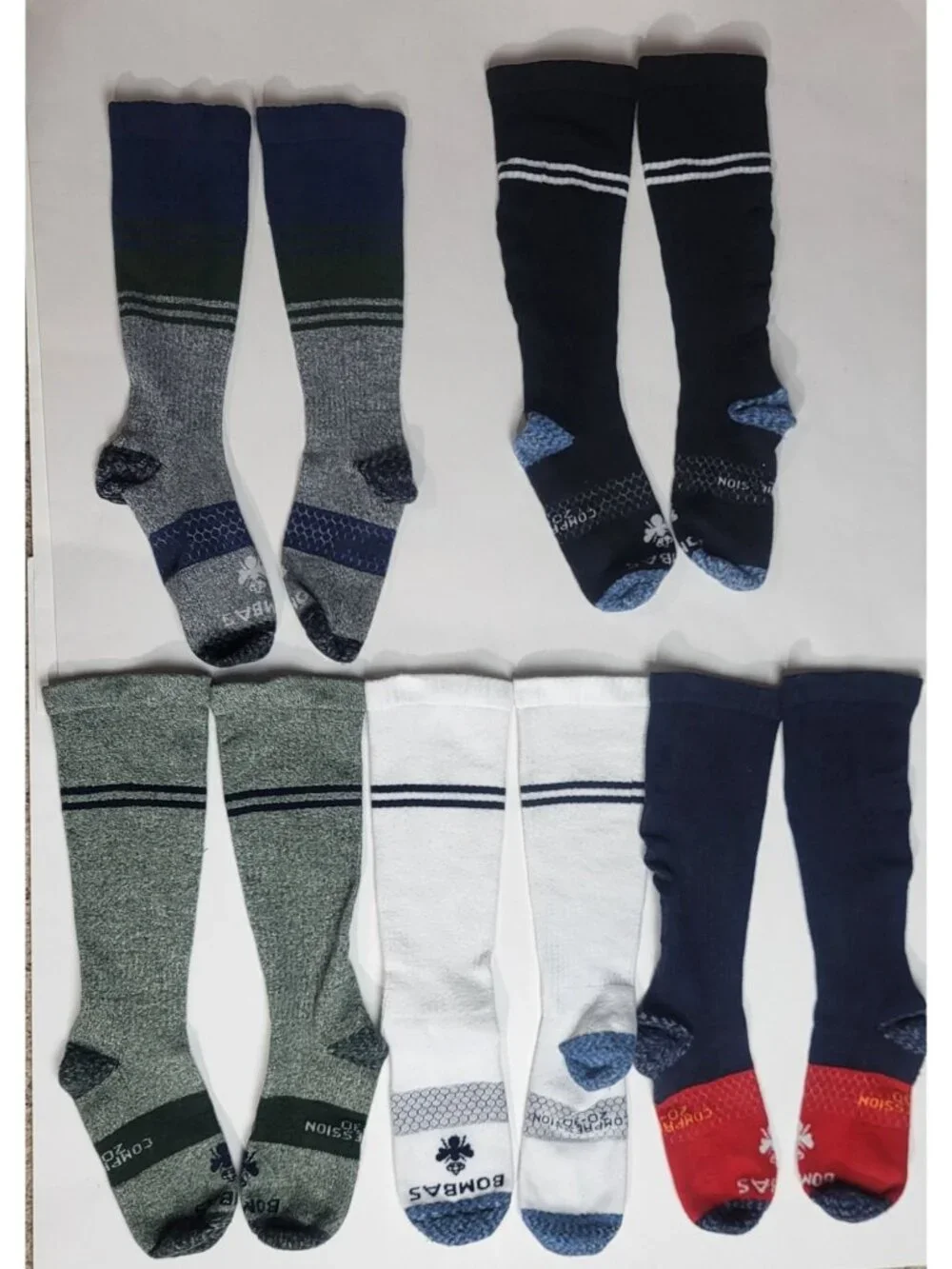 Bombas Mens Everyday Compression Socks Bundle 20-30 Large